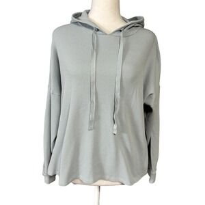 Eileen Fisher Tencel Cotton Blend Hoodie Women's‎ XL Light Gray Waffle Knit USA
